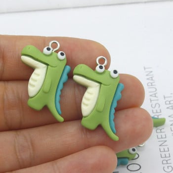 10 τμχ/συσκευασία Ρητίνη Flatback Cartoon Crocodile Charms Χαριτωμένα μενταγιόν ζώων αλιγάτορα για σκουλαρίκι κολιέ Μπρελόκ Κατασκευή κοσμημάτων DIY