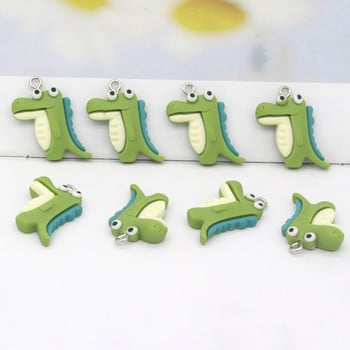 10 τμχ/συσκευασία Ρητίνη Flatback Cartoon Crocodile Charms Χαριτωμένα μενταγιόν ζώων αλιγάτορα για σκουλαρίκι κολιέ Μπρελόκ Κατασκευή κοσμημάτων DIY