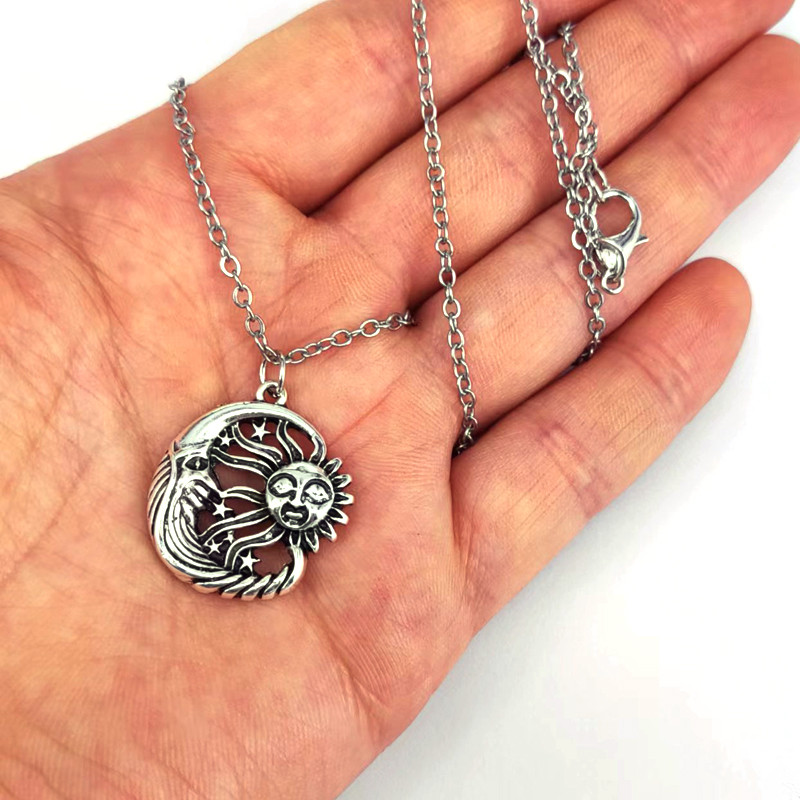 5 komada antiknog nakita srebrne boje sunce s mjesecom i zvijezdama privjesak za žene DIY dodaci
