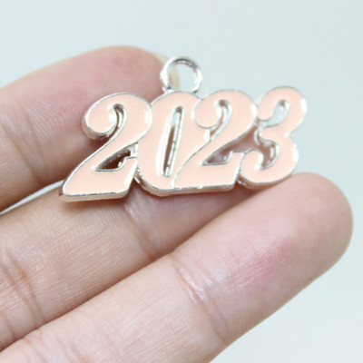 10db/tétel évbűvös 29*19mm fémcsepp olajzománc 2023 Charms medál fülbevalóhoz kulcstartó barkács ékszerkészítés