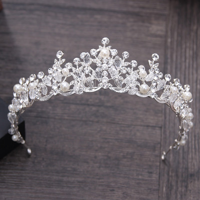 Luxus Elegáns Kristály Gyöngy Menyasszonyi Korona Nő Tiaras Haj Ékszerek Díszek Hajruha Menyasszony Fejpántok Esküvői Haj Kiegészítők