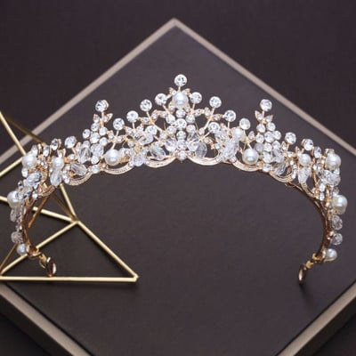 Luxus Elegáns Kristály Gyöngy Menyasszonyi Korona Nő Tiaras Haj Ékszerek Díszek Hajruha Menyasszony Fejpántok Esküvői Haj Kiegészítők