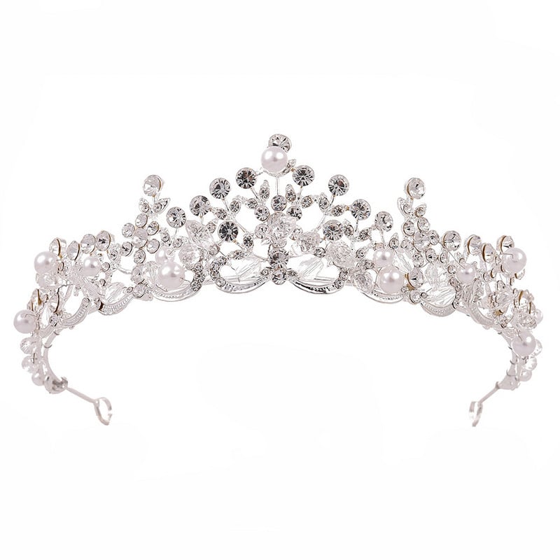 Luxus Elegáns Kristály Gyöngy Menyasszonyi Korona Nő Tiaras Haj Ékszerek Díszek Hajruha Menyasszony Fejpántok Esküvői Haj Kiegészítők