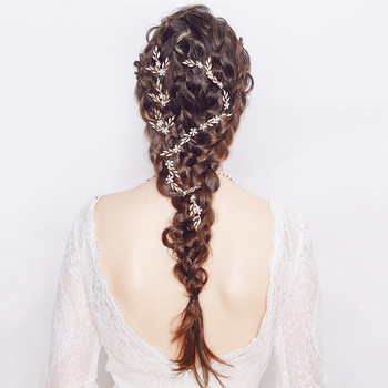 Винтидж златни и сребърни ленти за глава Орнаменти за коса Листа, кристали, цветя, ленти за коса за жени Сватбени аксесоари за коса
