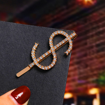 Kristály hajkiegészítők strasszos szó hajkapcsok angol betű X hajtűk Bobby Pin Barrette Stick fejfedők ékszerek