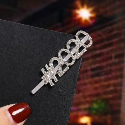 Kristály hajkiegészítők strasszos szó hajkapcsok angol betű X hajtűk Bobby Pin Barrette Stick fejfedők ékszerek