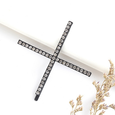 Kristály hajkiegészítők strasszos szó hajkapcsok angol betű X hajtűk Bobby Pin Barrette Stick fejfedők ékszerek
