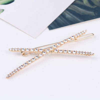 Kristály hajkiegészítők strasszos szó hajkapcsok angol betű X hajtűk Bobby Pin Barrette Stick fejfedők ékszerek