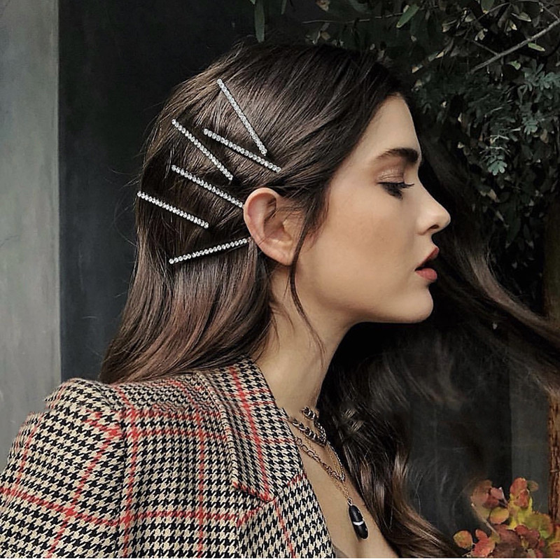 Kristály hajkiegészítők strasszos szó hajkapcsok angol betű X hajtűk Bobby Pin Barrette Stick fejfedők ékszerek