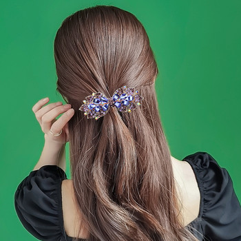 Нова корейска версия на кристален лък пролетна фиби ретро цветен циркон топ скоба темперамент женски модни аксесоари за коса