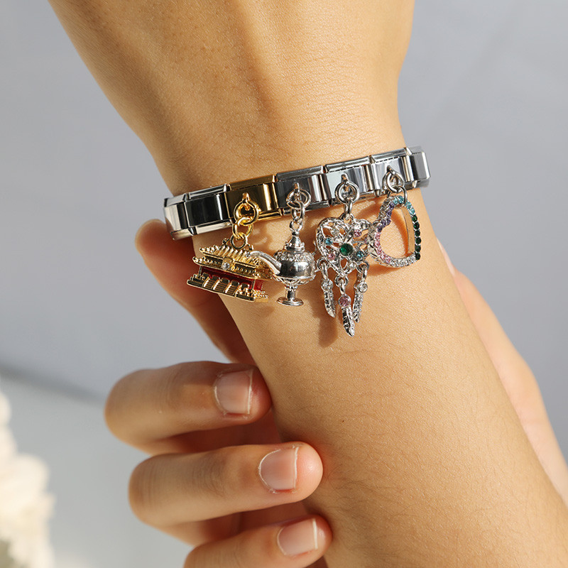 Hapiship Original Daisy Fashion Rainbow Heart Morska zvijezda Elephant Charm Links Fit 9mm Narukvica od nehrđajućeg čelika DIY Izrada DJ329