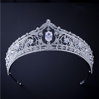 Сребърни цветни корони и диадеми Аксесоари за коса за жени Сватбени аксесоари Корона за булчински кристали Диадема с кристали