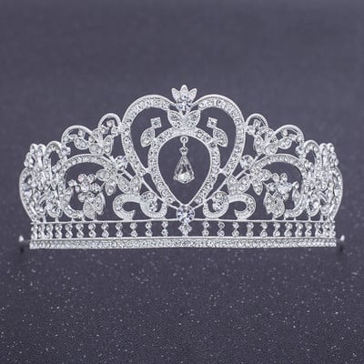Ezüst színű koronák és tiarák hajkiegészítők nőknek Esküvői kiegészítők Korona menyasszonyi Kristály Strasszkő Diadema Tiara
