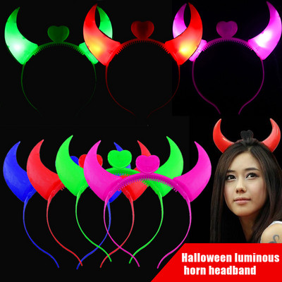 LED Devil Horn Light Up Bandă Decorație intermitentă pentru petrecerea de Crăciun de Halloween LB