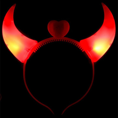 LED Devil Horn Light Up fejpánt villogó dekoráció Halloween karácsonyi partira LB