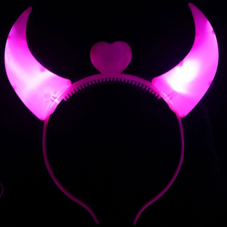 LED Devil Horn Light Up fejpánt villogó dekoráció Halloween karácsonyi partira LB
