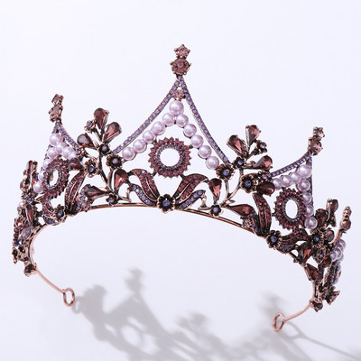 Ezüst színű divat lila lila kristály strassz tiara koronák királynő királyok hercegnő esküvői haj kiegészítők menyasszonyi diadémek