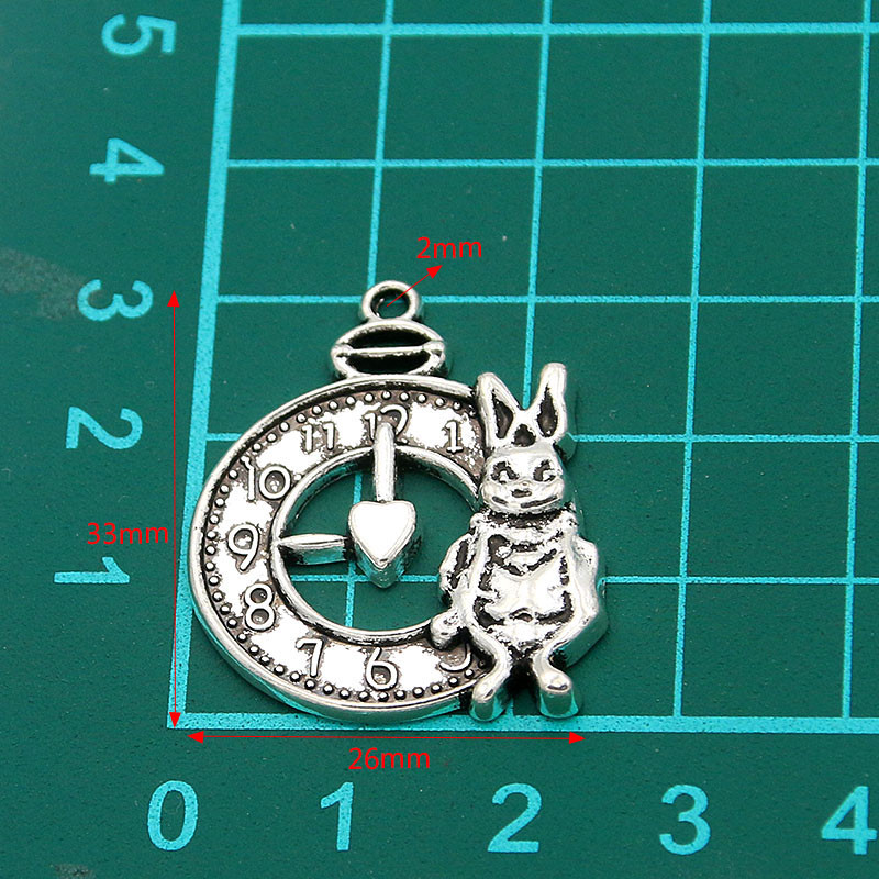 6 db 26*33mm 2 színű Vintage fém cinkötvözet nyúl Steampunk óra állati bűbáj barkácsoláshoz nyaklánc karkötő ékszerkészítéshez