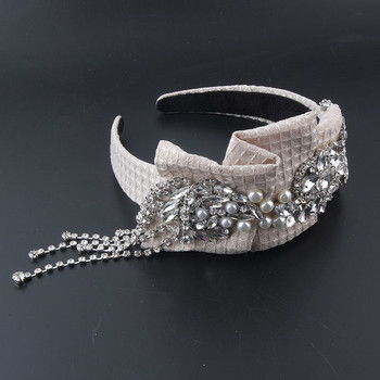 Нова модна преувеличена многопластова материя с инкрустирани перли и кристали, пискюли, лента за глава, дамска великолепна абитуриентска коса за пътуване 954