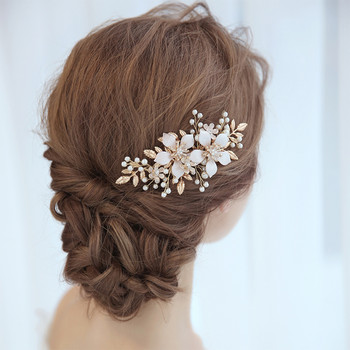 Μοντέρνα αξεσουάρ για τα μαλλιά του γάμου Hair Comb Pearl Headdress Bridal Flower Hair Comb woman Tiara Prom Χειροποίητα στολίδια μαλλιών