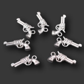 30db Ezüstözött 3D Mini Revolver Medál Retro karkötő Fülbevaló Fém Kiegészítők Barkács varázslatok ékszer kézműves készítéshez A2457