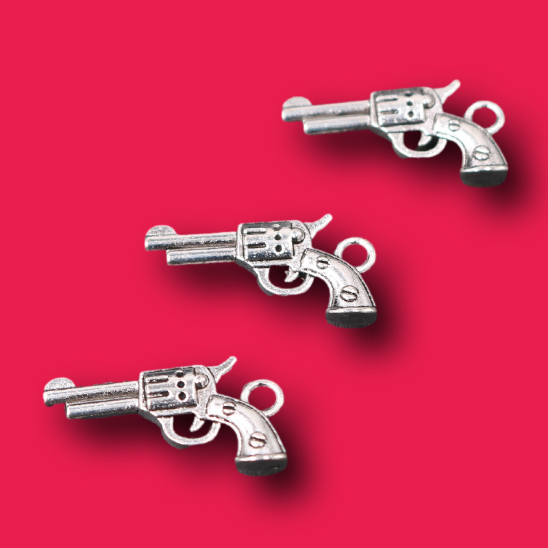 30db Ezüstözött 3D Mini Revolver Medál Retro karkötő Fülbevaló Fém Kiegészítők Barkács varázslatok ékszer kézműves készítéshez A2457