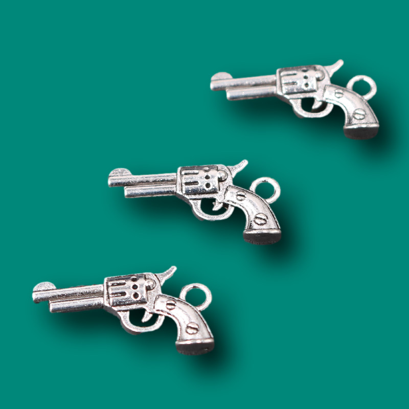 30db Ezüstözött 3D Mini Revolver Medál Retro karkötő Fülbevaló Fém Kiegészítők Barkács varázslatok ékszer kézműves készítéshez A2457