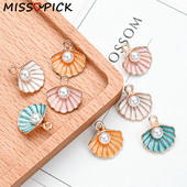 10 vnt Scallop Shell Pearl emalio žavesiai papuošalams gaminti rankų darbo pakabukas apyrankės karoliai auskarai amatų priedai