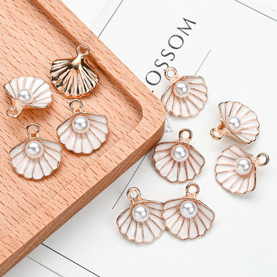 10 vnt Scallop Shell Pearl emalio žavesiai papuošalams gaminti rankų darbo pakabukas apyrankės karoliai auskarai amatų priedai