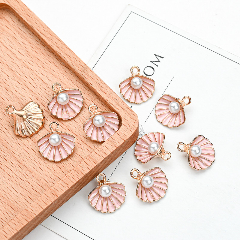 10 vnt Scallop Shell Pearl emalio žavesiai papuošalams gaminti rankų darbo pakabukas apyrankės karoliai auskarai amatų priedai