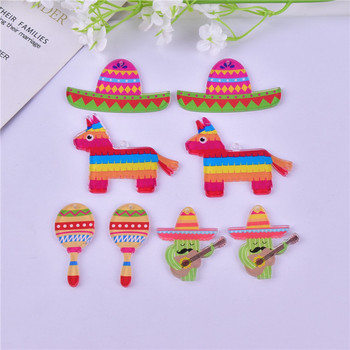 10 τμχ Cinco De Mayo Carnival Cactus Horse Hat Arcylic Charms for DIY Jewelry Finding