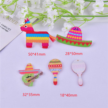 10 τμχ Cinco De Mayo Carnival Cactus Horse Hat Arcylic Charms for DIY Jewelry Finding