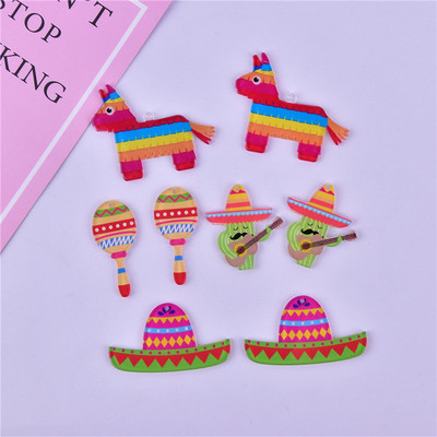 10 bucăți Cinco De Mayo Carnaval Cactus Pălărie de cal Arcylic Charms pentru găsirea de bijuterii DIY