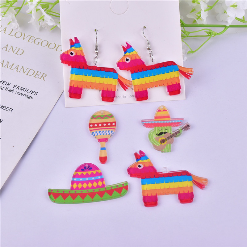 10 bucăți Cinco De Mayo Carnaval Cactus Pălărie de cal Arcylic Charms pentru găsirea de bijuterii DIY