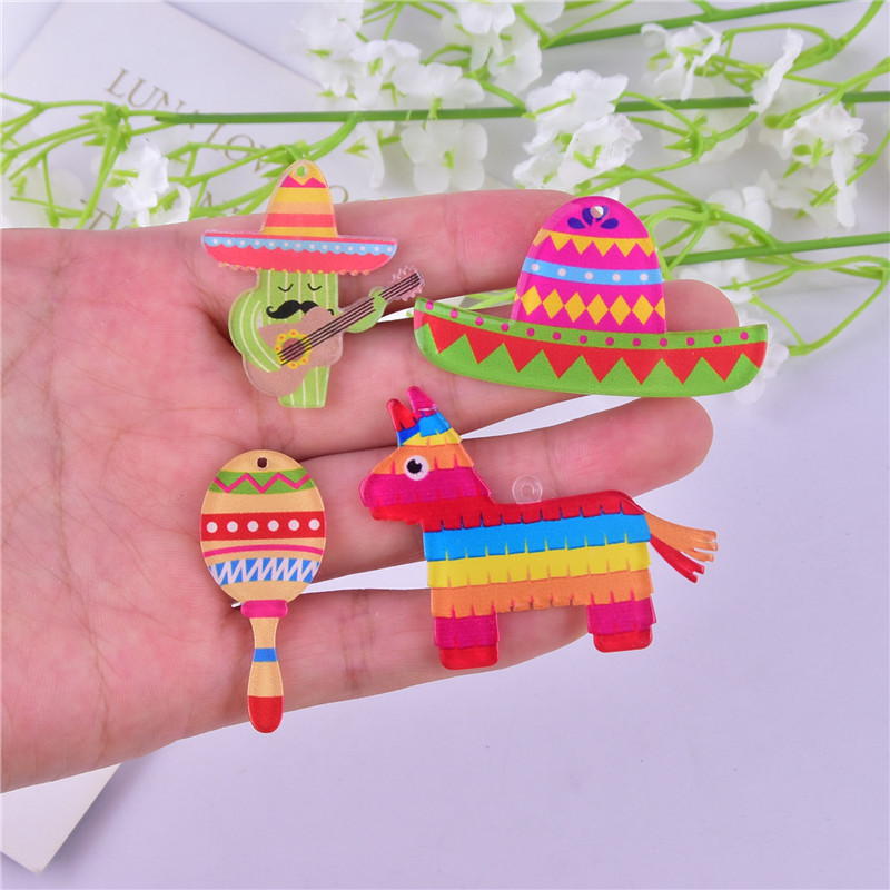 10 bucăți Cinco De Mayo Carnaval Cactus Pălărie de cal Arcylic Charms pentru găsirea de bijuterii DIY