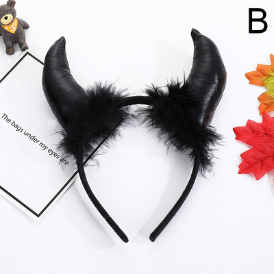 Halloween Demon Traka za glavu Odrasla djeca Cosplay kostim Otmjeni rekviziti za zabavu Pahuljasti plišani svjetlucavi obruč za kosu Dodaci za glavu