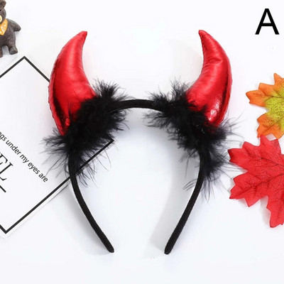 Halloween Demon Traka za glavu Odrasla djeca Cosplay kostim Otmjeni rekviziti za zabavu Pahuljasti plišani svjetlucavi obruč za kosu Dodaci za glavu