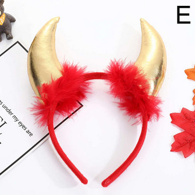 Halloween Demon Traka za glavu Odrasla djeca Cosplay kostim Otmjeni rekviziti za zabavu Pahuljasti plišani svjetlucavi obruč za kosu Dodaci za glavu