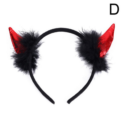 Halloween Demon Traka za glavu Odrasla djeca Cosplay kostim Otmjeni rekviziti za zabavu Pahuljasti plišani svjetlucavi obruč za kosu Dodaci za glavu