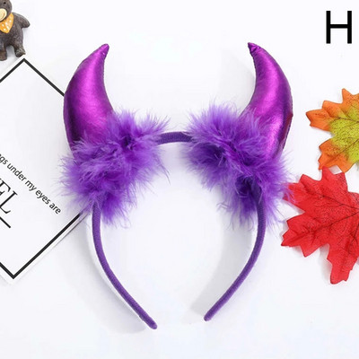 Halloween Demon Traka za glavu Odrasla djeca Cosplay kostim Otmjeni rekviziti za zabavu Pahuljasti plišani svjetlucavi obruč za kosu Dodaci za glavu
