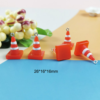 10 τμχ/συσκευασία 3D Traffic Warning Cone Charms κρεμαστό κόσμημα για DIY σκουλαρίκι Μπρελόκ Κολιέ Αξεσουάρ Κατασκευή κοσμημάτων