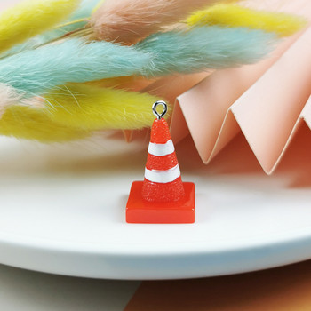 10 τμχ/συσκευασία 3D Traffic Warning Cone Charms κρεμαστό κόσμημα για DIY σκουλαρίκι Μπρελόκ Κολιέ Αξεσουάρ Κατασκευή κοσμημάτων