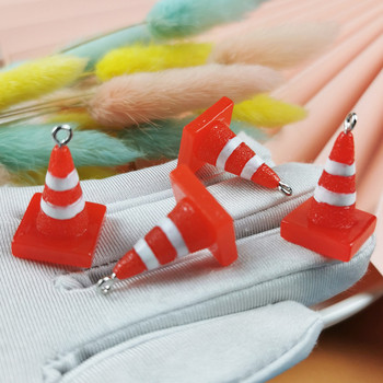 10 τμχ/συσκευασία 3D Traffic Warning Cone Charms κρεμαστό κόσμημα για DIY σκουλαρίκι Μπρελόκ Κολιέ Αξεσουάρ Κατασκευή κοσμημάτων