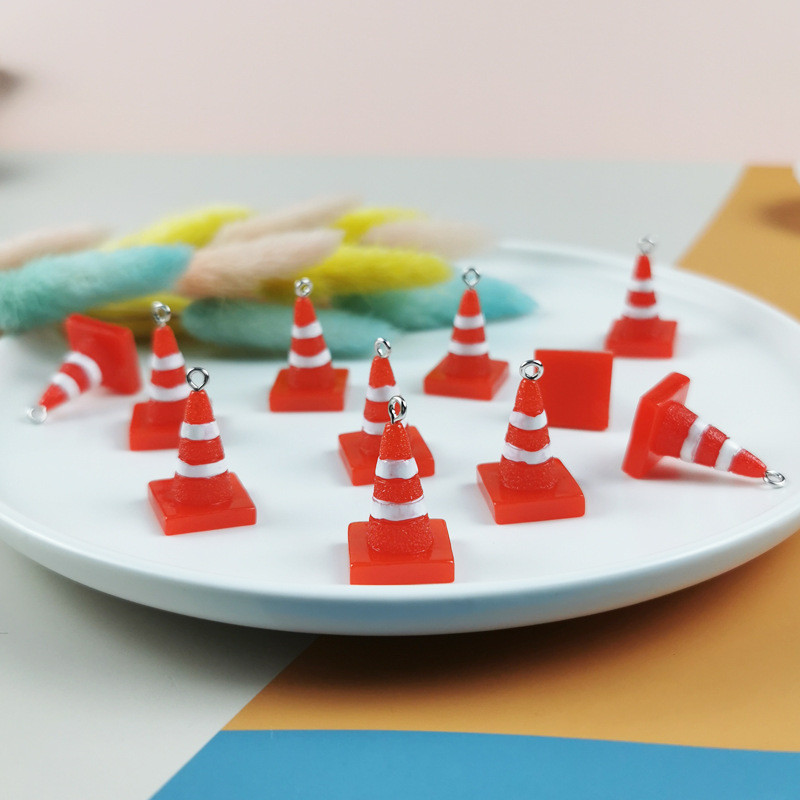 10 kom/pakiranje 3D prometno upozorenje, stožac, privjesak od smole, privjesak za DIY, naušnica, privjesak, ogrlica, pribor, izrada nakita