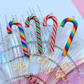 10db Színes Clay Candy Cane Charm Kawaii Medál kulcstartóhoz, Ékszer Fülbevaló, Scrapbooking, Barkácskészítés, Nyaklánc