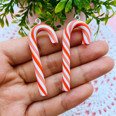 10db Színes Clay Candy Cane Charm Kawaii Medál kulcstartóhoz, Ékszer Fülbevaló, Scrapbooking, Barkácskészítés, Nyaklánc