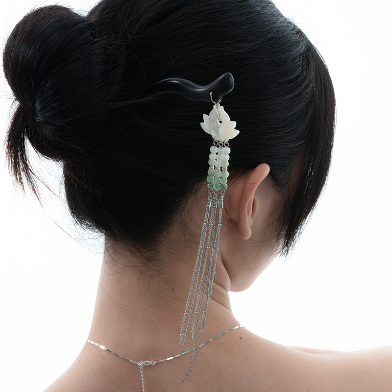 2022. Novi štapić za kosu Ukosnica Bijeli cvijet Duga kićanka Zelene perle Posuda za kosu Dodaci za kosu savijanje Drvena pokrivala za glavu za žene