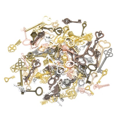 Veleprodaja starinskih višebojnih mješovitih malih ključeva, privjesaka od legure metala, privjesaka za DIY ručno izrađene narukvice, izradu pribora za nakit
