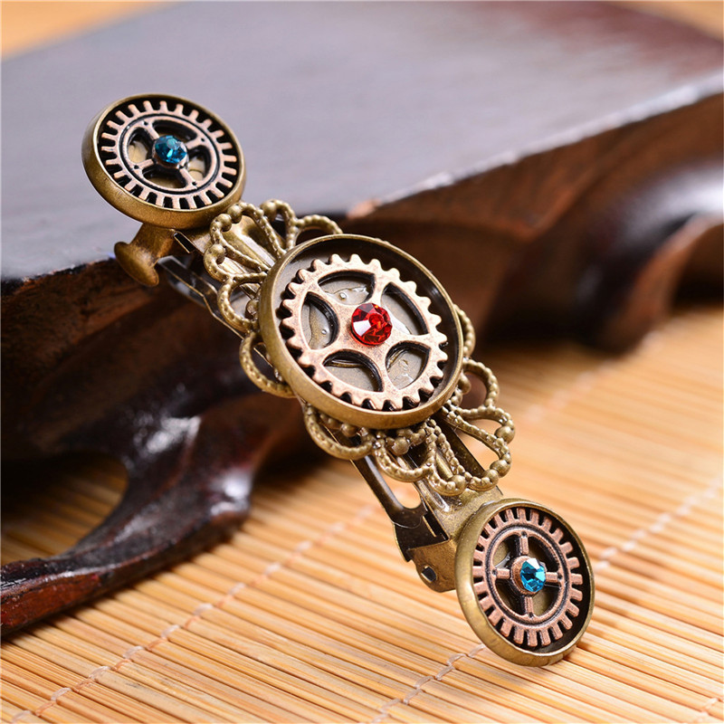 Julie Wang Punk oprema Proljetna ukosnica Legura Steampunk Vintage kopča za kosu Djevojka Ženski nakit Ukosnica za glavu