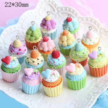 10 τμχ Cute Strawberry Heart Cup Cake Resin Charms For Jewelry Making Menments DIY Μπρελόκ Κολιέ Σκουλαρίκια Αξεσουάρ